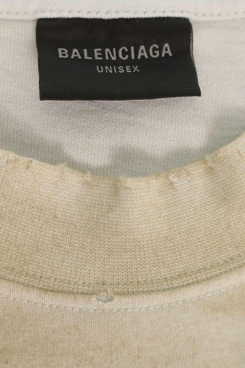 BALENCIAGA Distressed T-Shirt White Size 3