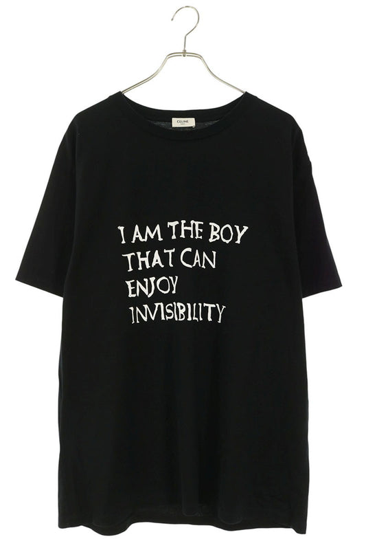 CELINE "I AM THE BOY" Print T-Shirt Black Size L