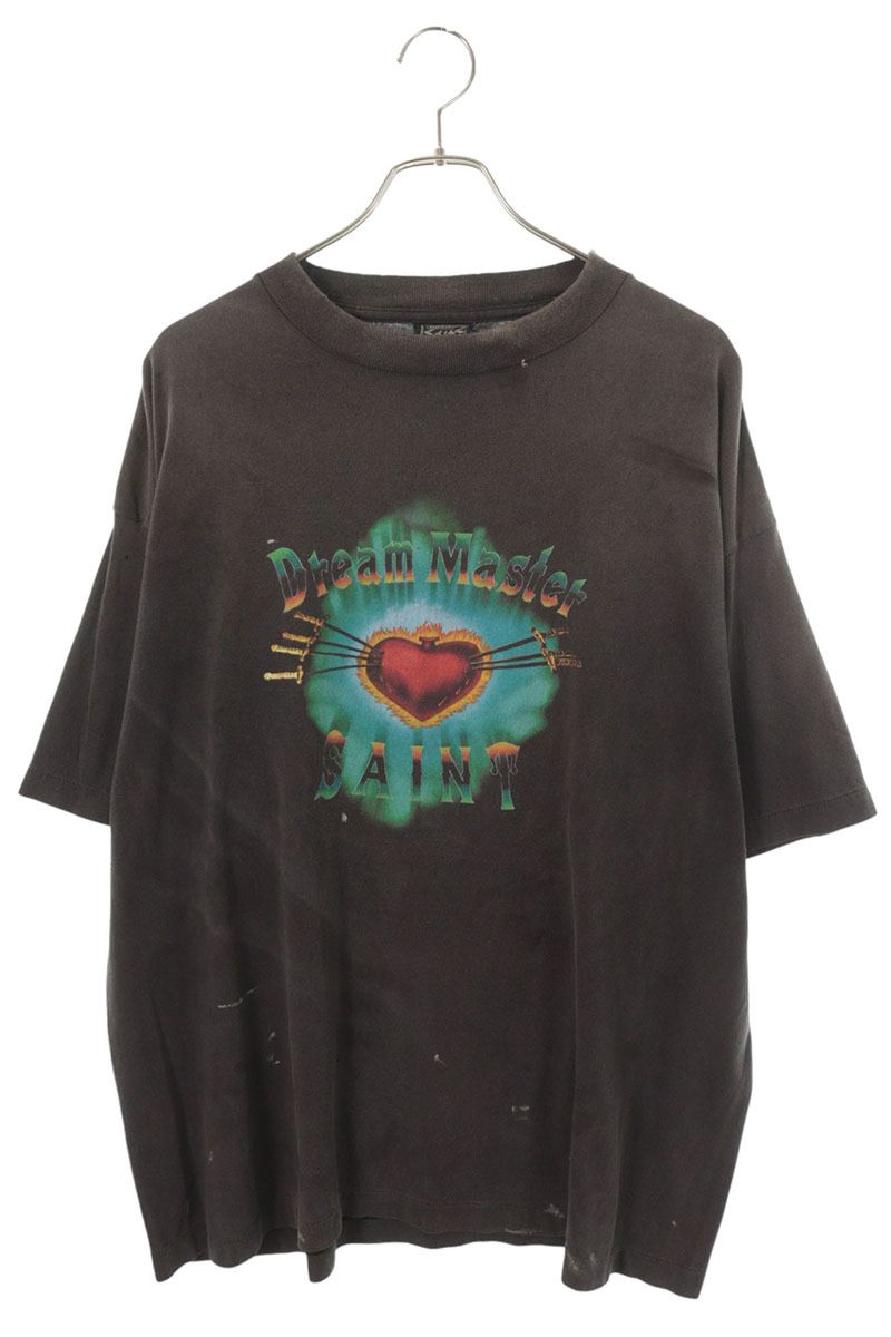 SAINT MICHAEL 26SS Heart Print Vintage T-Shirt Black Size XL