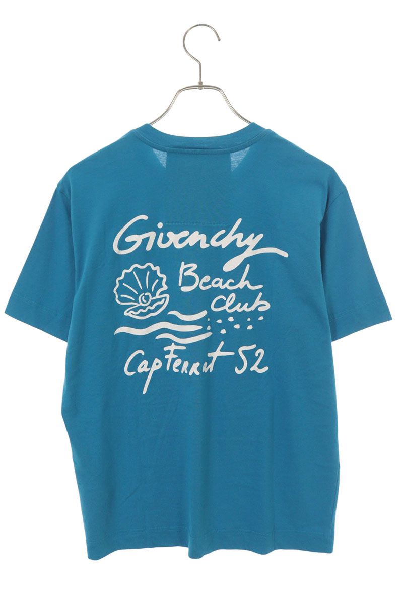 GIVENCHY Graphic Cotton T-Shirt Blue White Size S