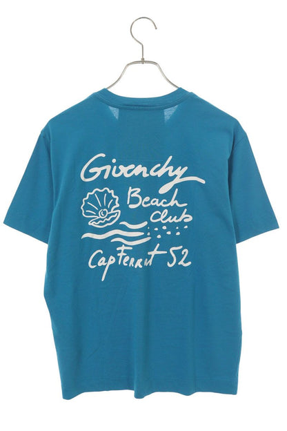 GIVENCHY Graphic Cotton T-Shirt Blue White Size S