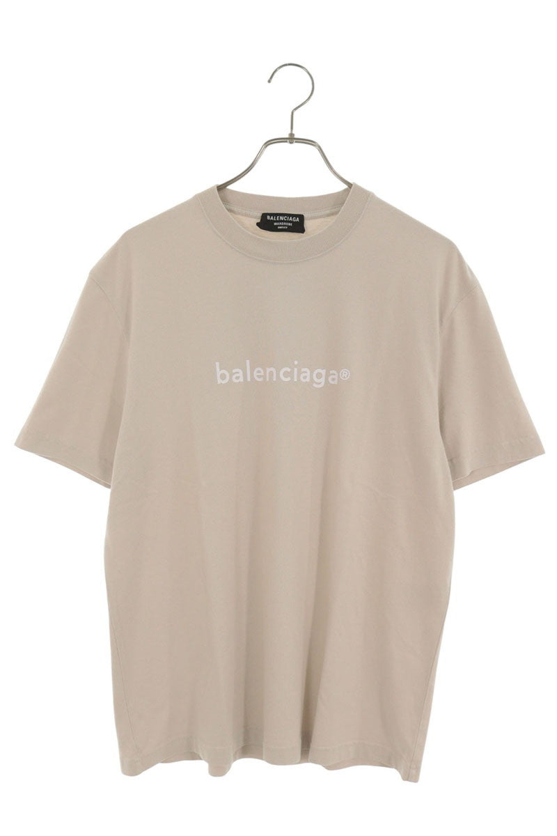 BALENCIAGA Front Logo Medium Fit T-Shirt Beige Size XS