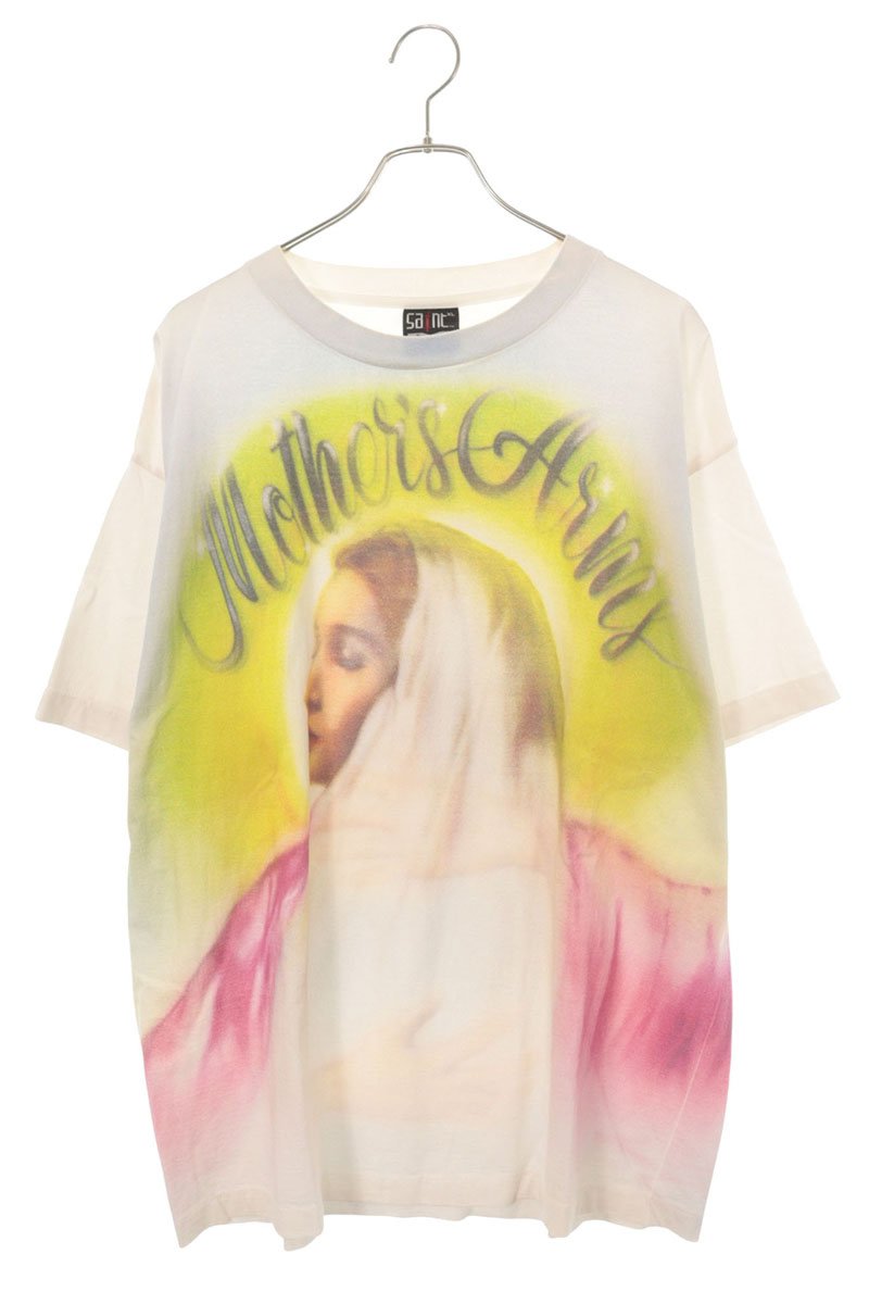 SAINT MICHAEL Maria Spray Print T-Shirt White Size XL