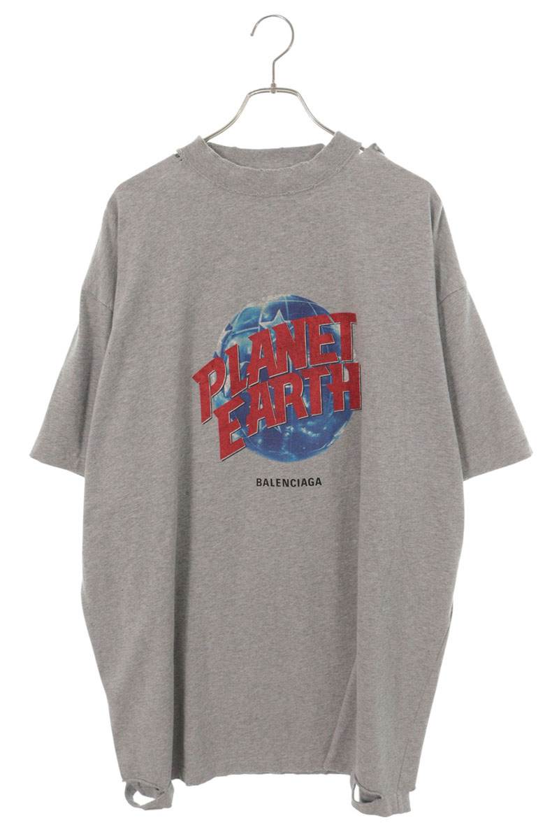 BALENCIAGA Planet Earth Oversized T-Shirt Gray Size 4