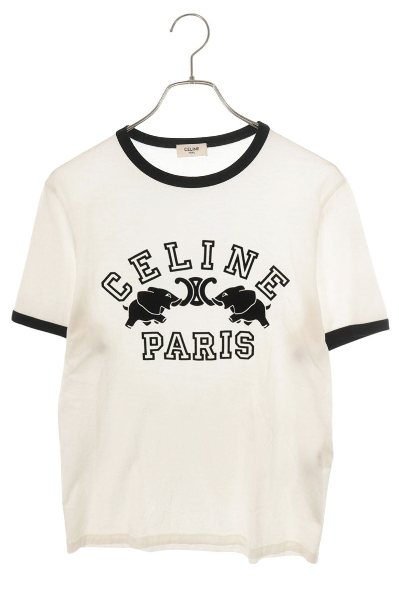 CELINE 25AW Logo Animal Ringer T-Shirt White Black Size XS
