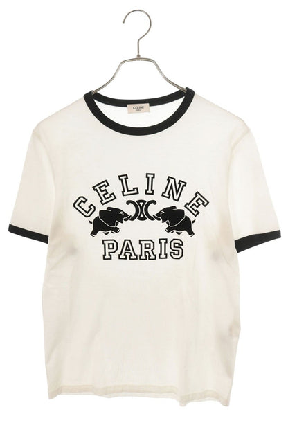 CELINE 25AW Logo Animal Ringer T-Shirt White Black Size XS