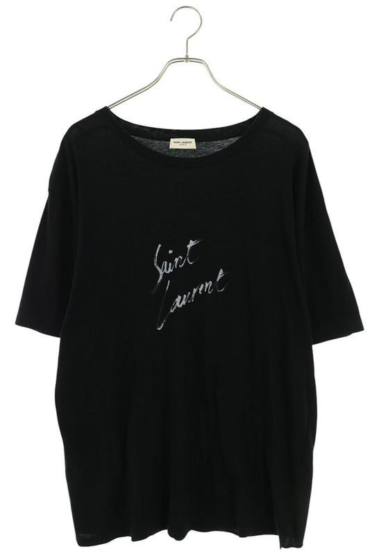 SAINT LAURENT PARIS Black Logo Print T-Shirt Size M