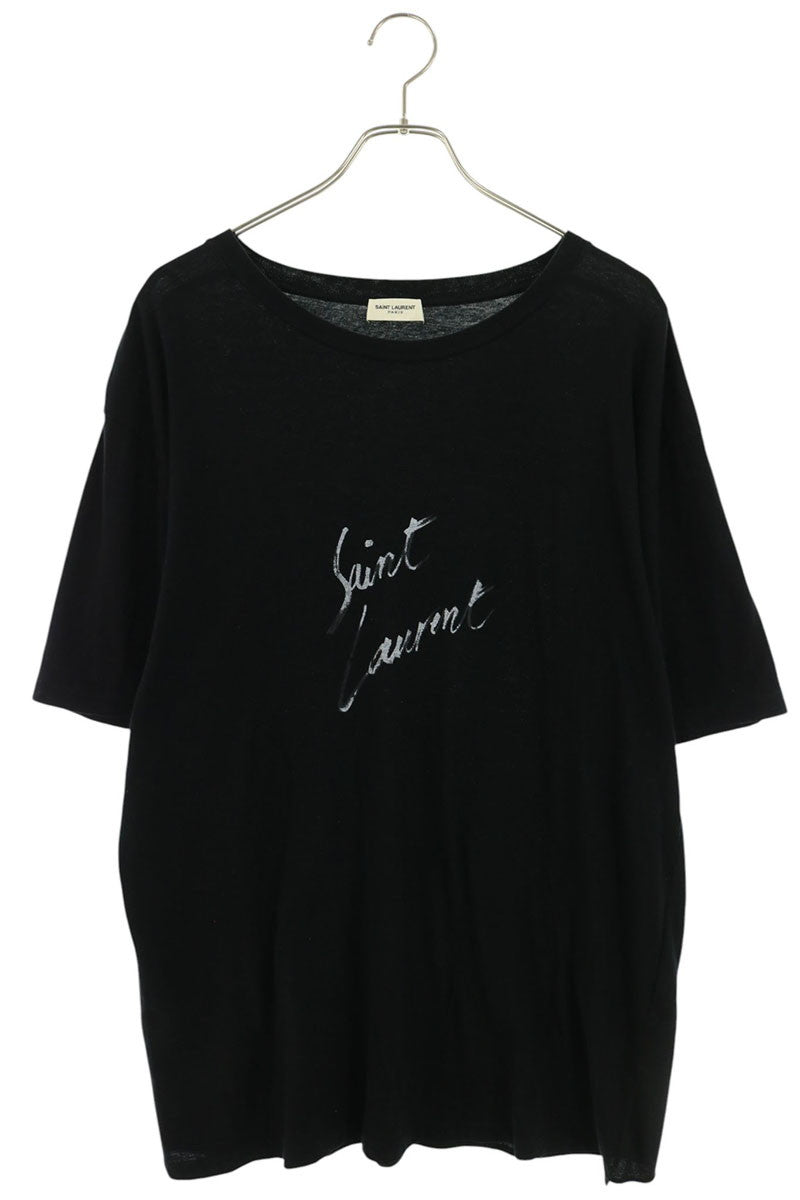 SAINT LAURENT PARIS Black Logo Print T-Shirt Size M