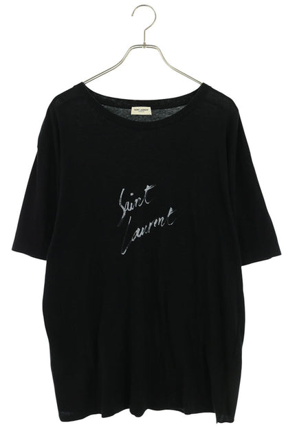 SAINT LAURENT PARIS Black Logo Print T-Shirt Size M