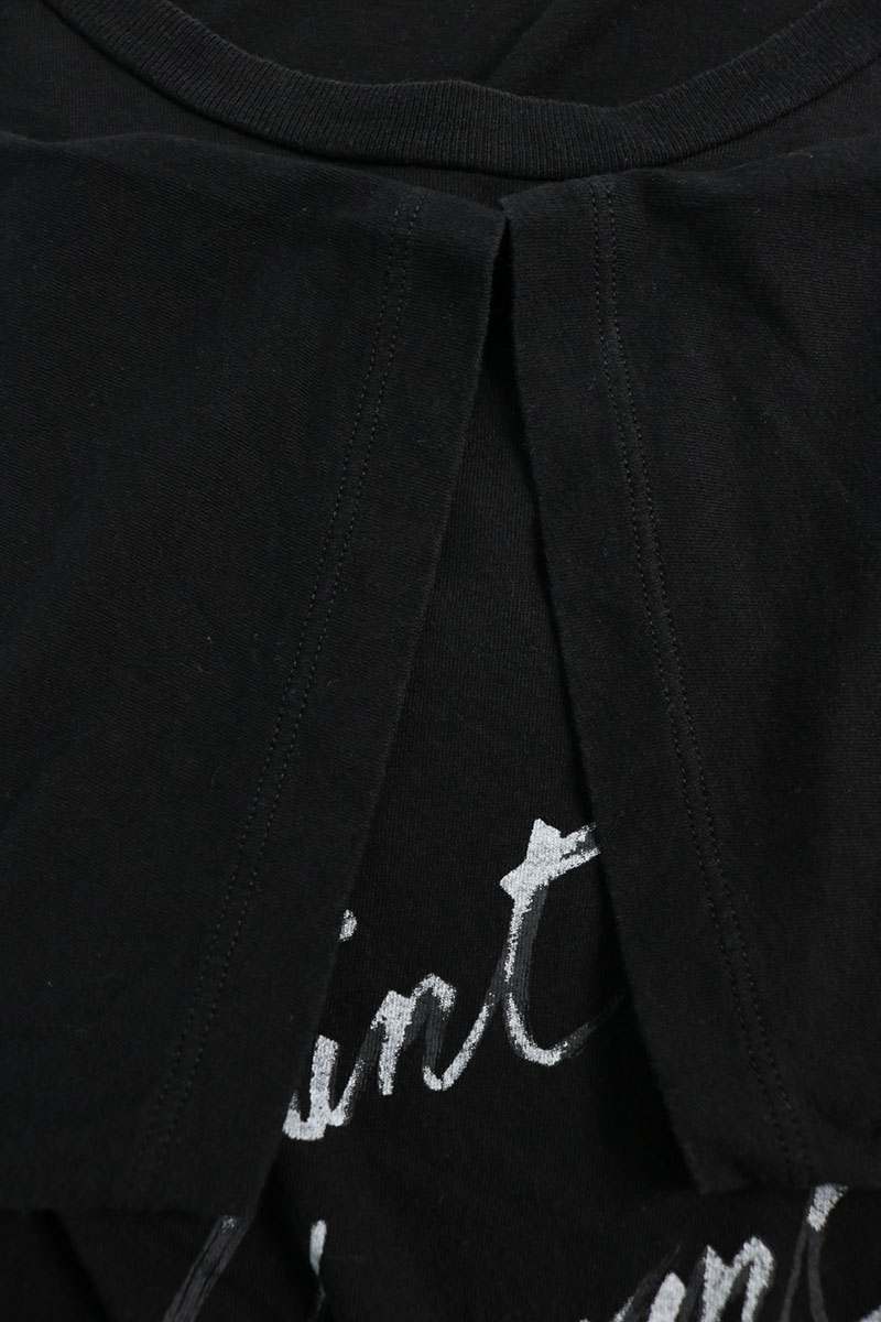 SAINT LAURENT PARIS Black Logo Print T-Shirt Size M