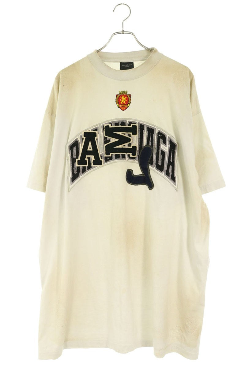 BALENCIAGA Distressed Patch T-Shirt White Size 4