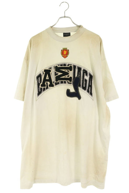 BALENCIAGA Distressed Patch T-Shirt White Size 4