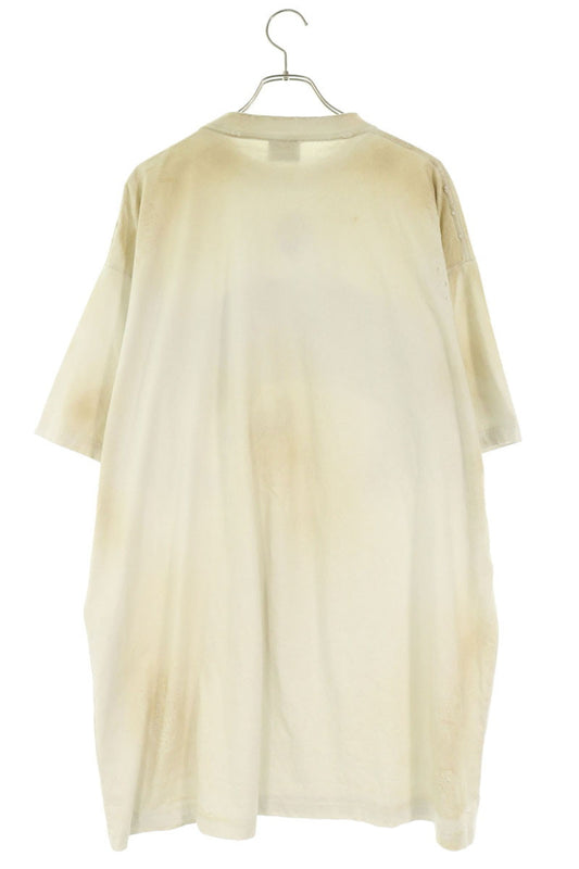 BALENCIAGA Distressed Patch T-Shirt White Size 4
