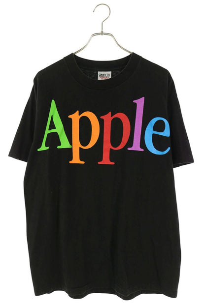 VINTAGE Apple ONEITA Tag Print T-Shirt Black Multi Size L