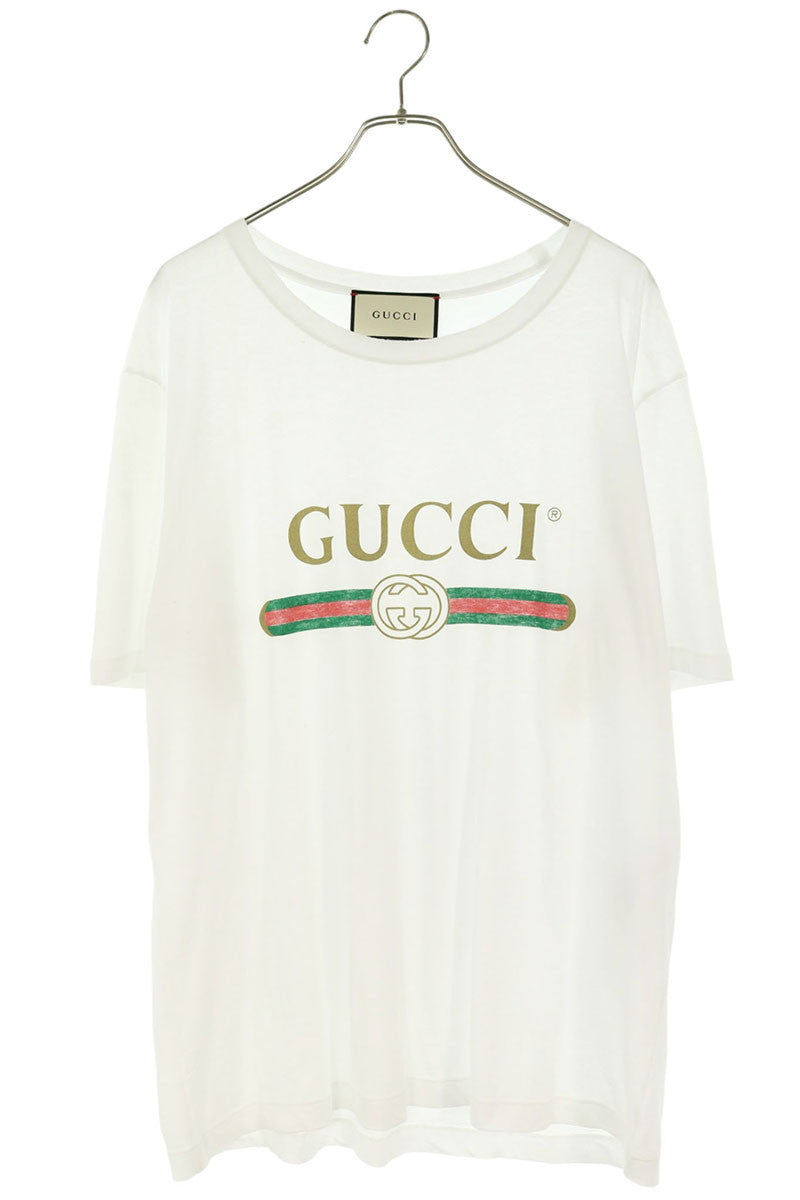GUCCI White Logo Print T-Shirt Size XL