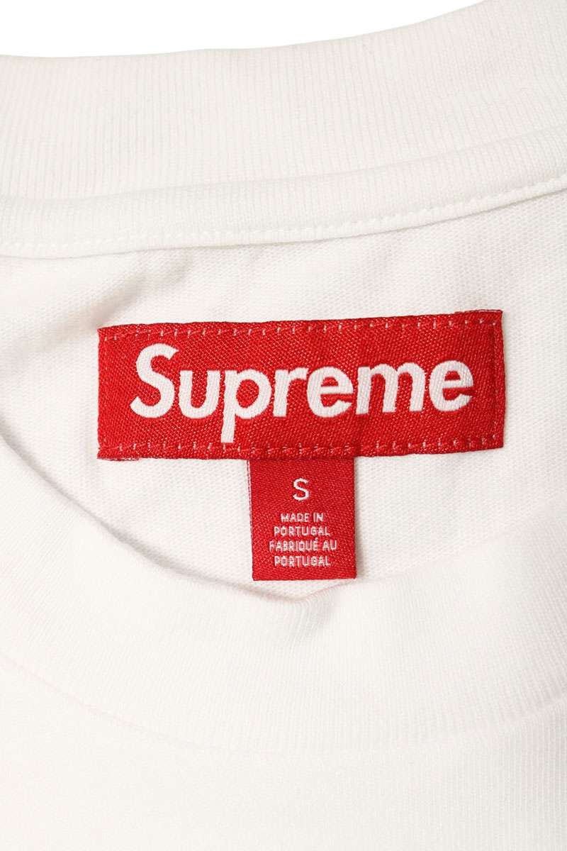 SUPREME 23AW White Classic Logo Embroidered T-Shirt Size S
