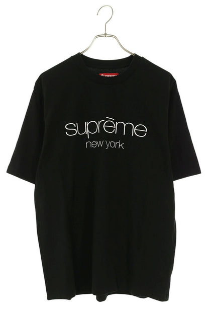 SUPREME 23AW Black Classic Logo Embroidered T-Shirt Size S