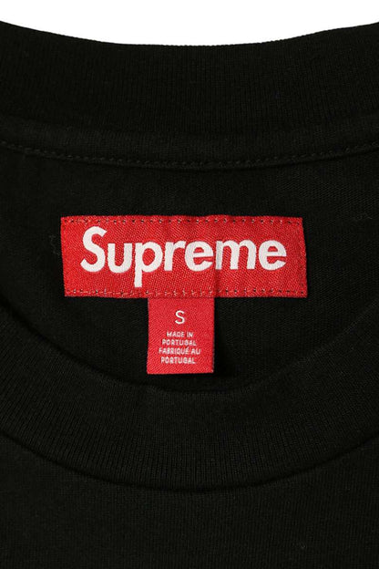SUPREME 23AW Black Classic Logo Embroidered T-Shirt Size S