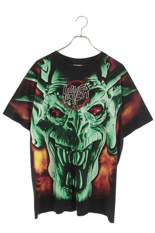 VINTAGE SLAYER Band Print Winterland Black Green T-Shirt Size L