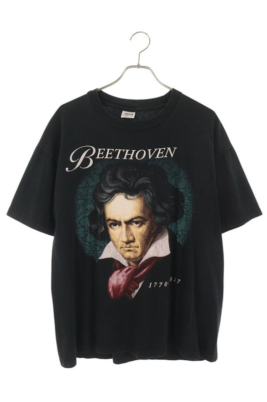 VINTAGE BEETHOVEN ANVIL Tag Art Print T-Shirt Black Size XL