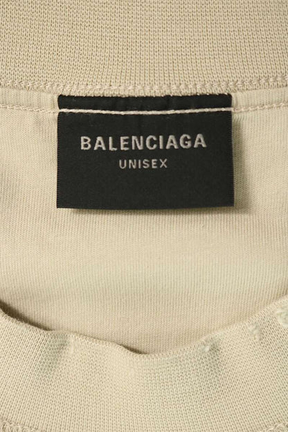 BALENCIAGA Distressed Inside Out Logo T-Shirt Beige Size L