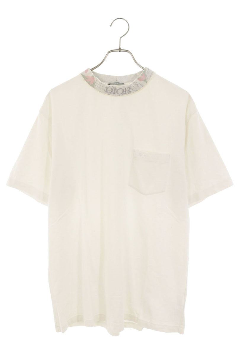 DIOR Neck Logo Embroidery T-Shirt White Size L