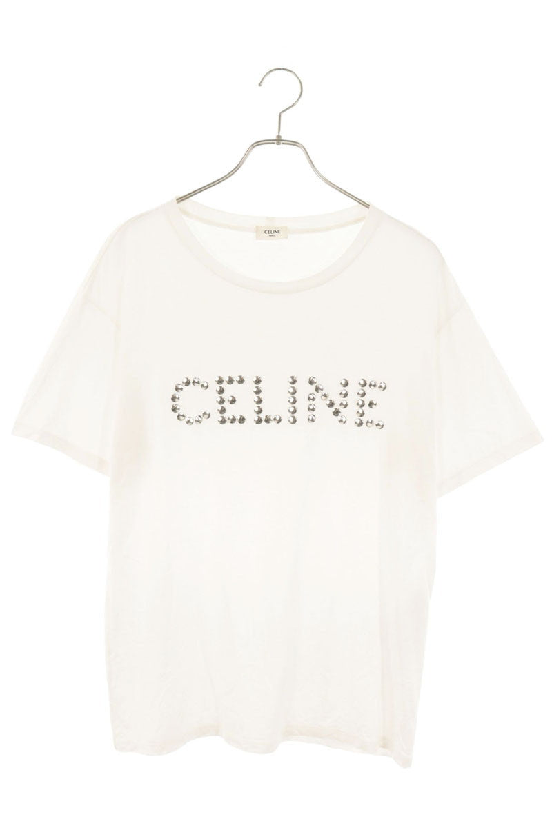 CELINE Studs Logo T-Shirt White Size XS