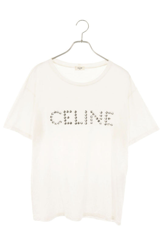 CELINE Studs Logo T-Shirt White Size XS