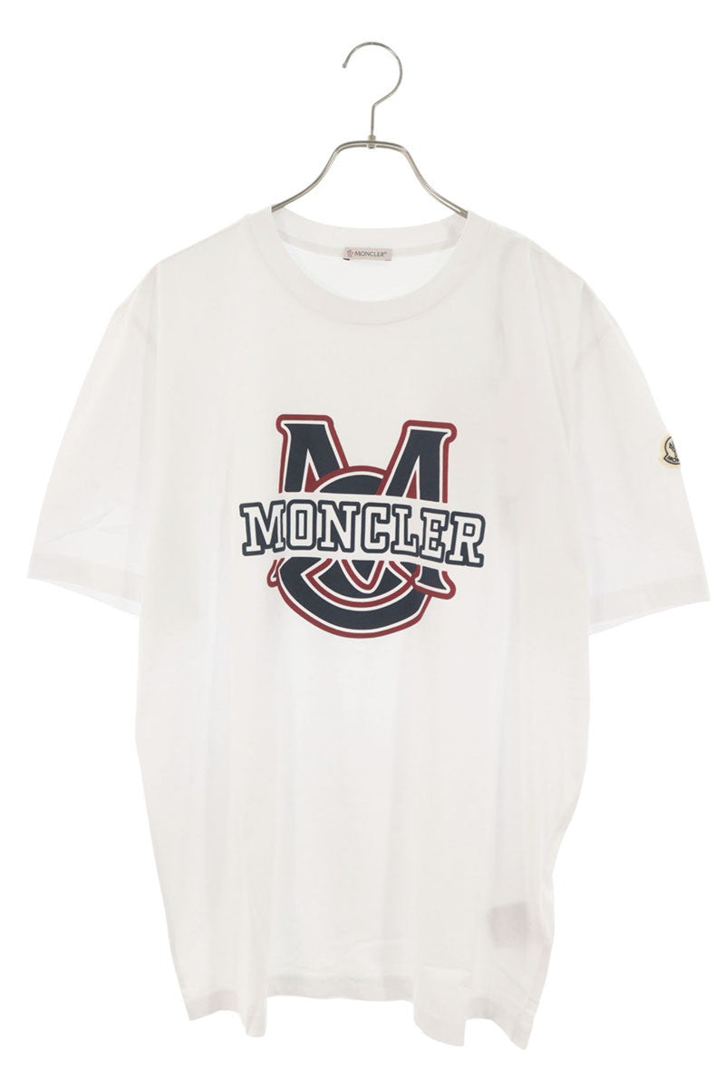 MONCLER Front Logo Print Cotton T-Shirt White Size XL