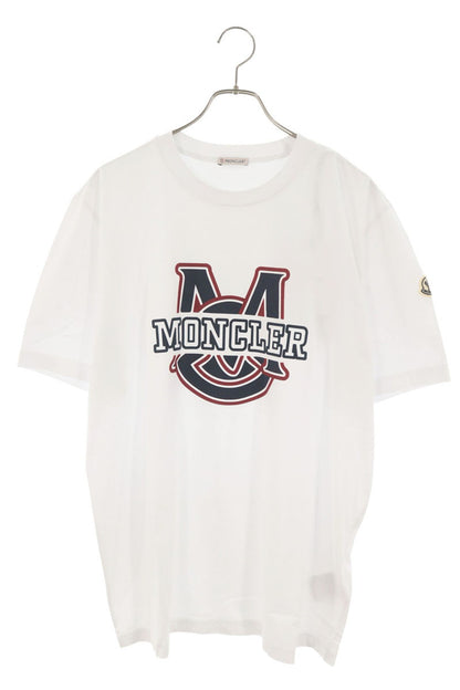 MONCLER Front Logo Print Cotton T-Shirt White Size XL