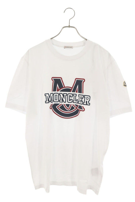 MONCLER Front Logo Print Cotton T-Shirt White Size XL