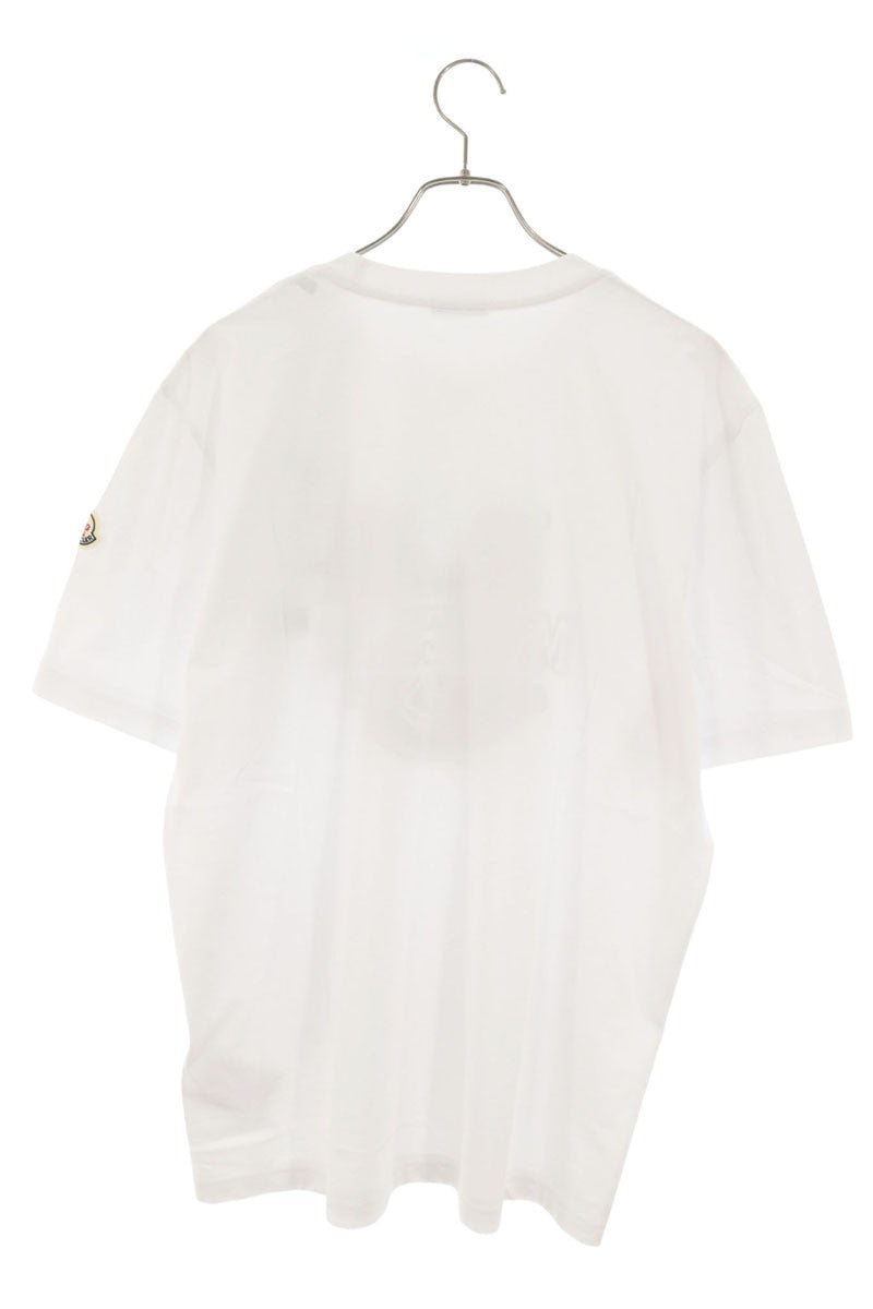 MONCLER Front Logo Print Cotton T-Shirt White Size XL
