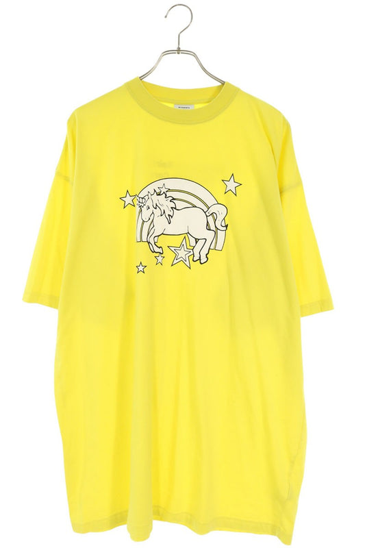 VETEMENTS 21SS Unicorn Print T-Shirt Yellow Size S