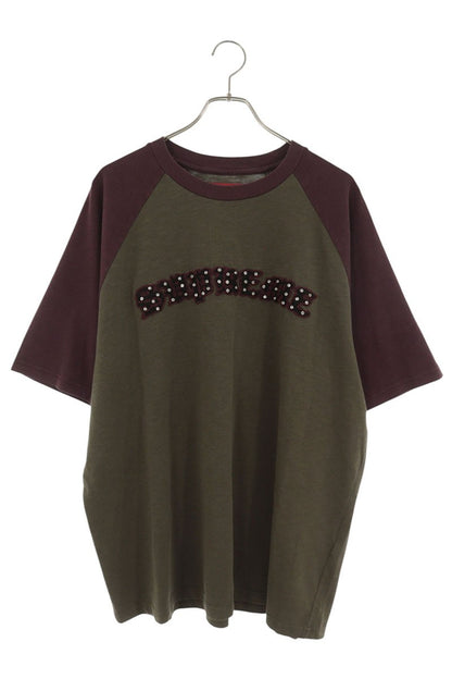 SUPREME Rhinestone Raglan T-Shirt Olive Purple Size XL