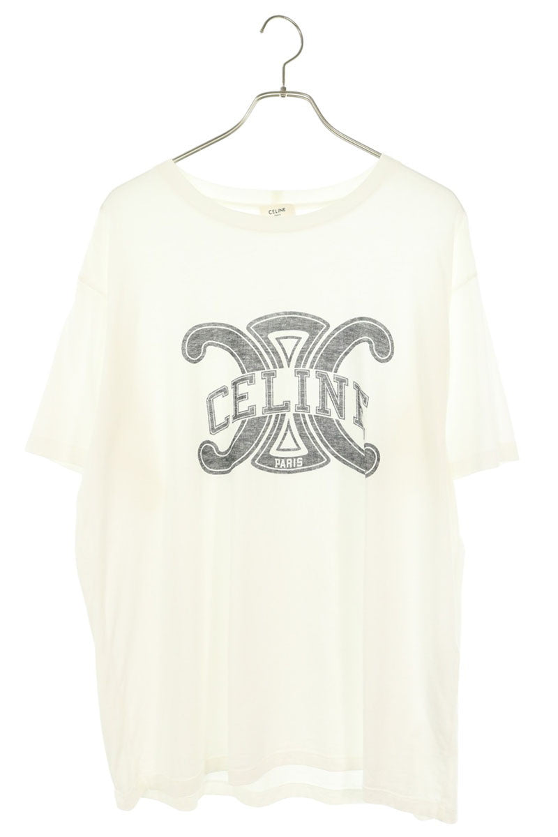 CELINE Triomphe Logo Loose Fit T-Shirt White Size L