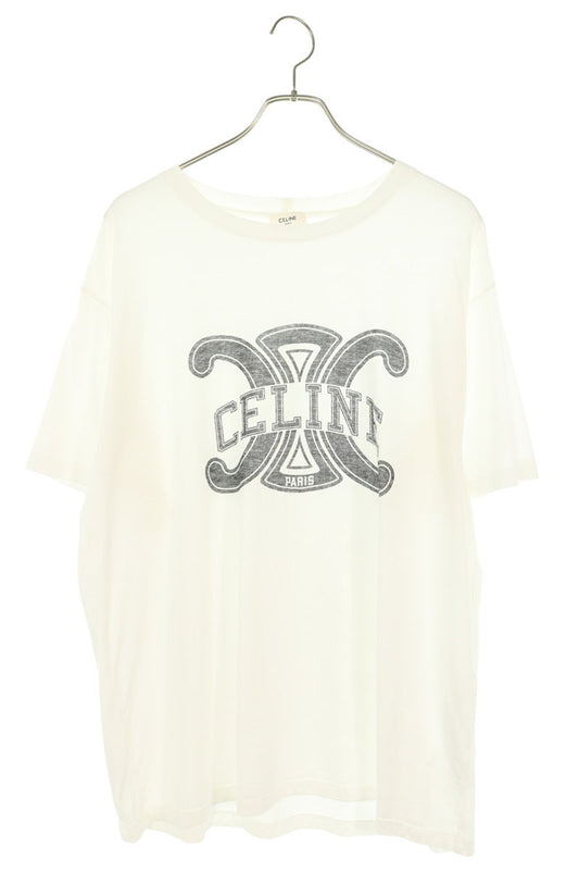 CELINE Triomphe Logo Loose Fit T-Shirt White Size L