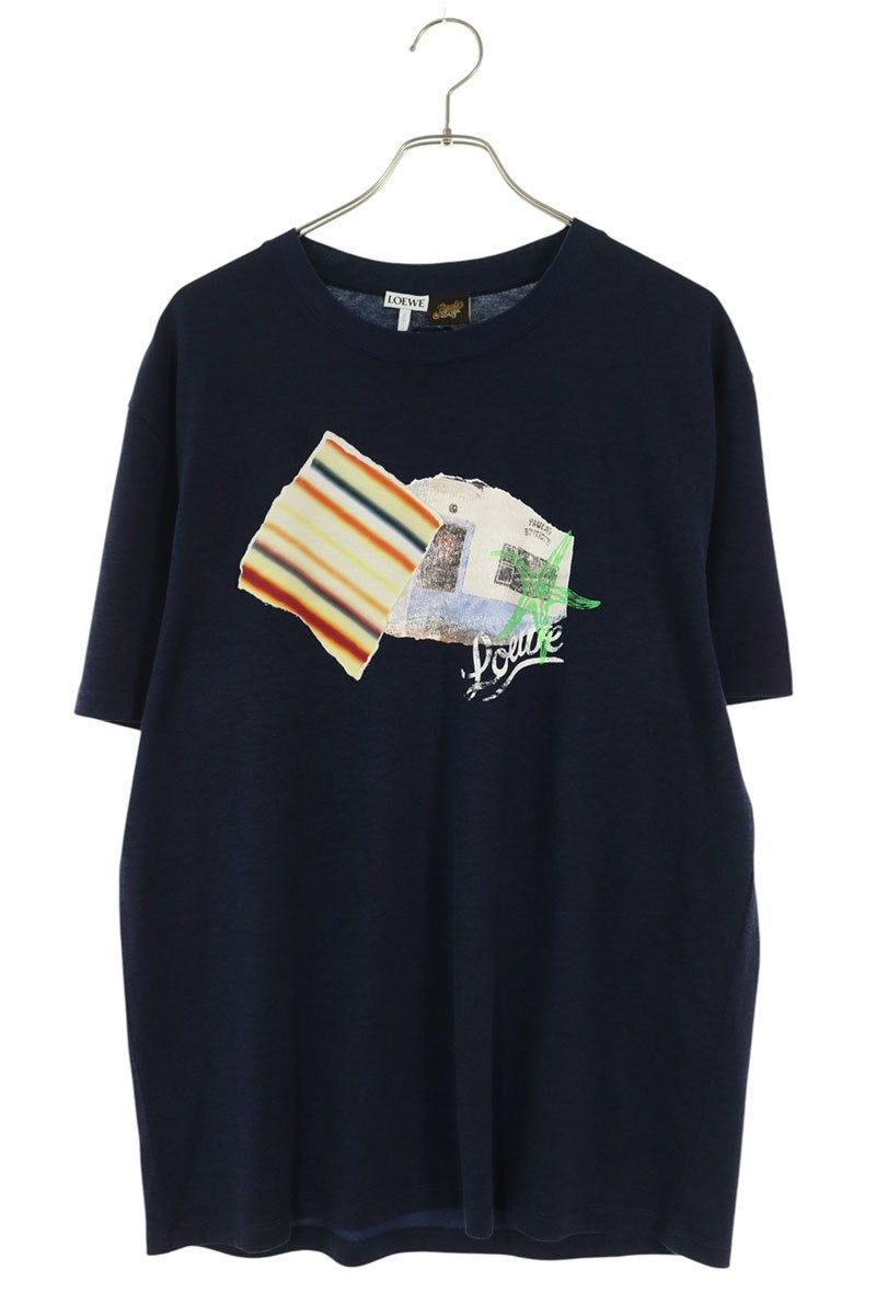 LOEWE Relaxed Fit Front Embroidered T-Shirt Navy Size M