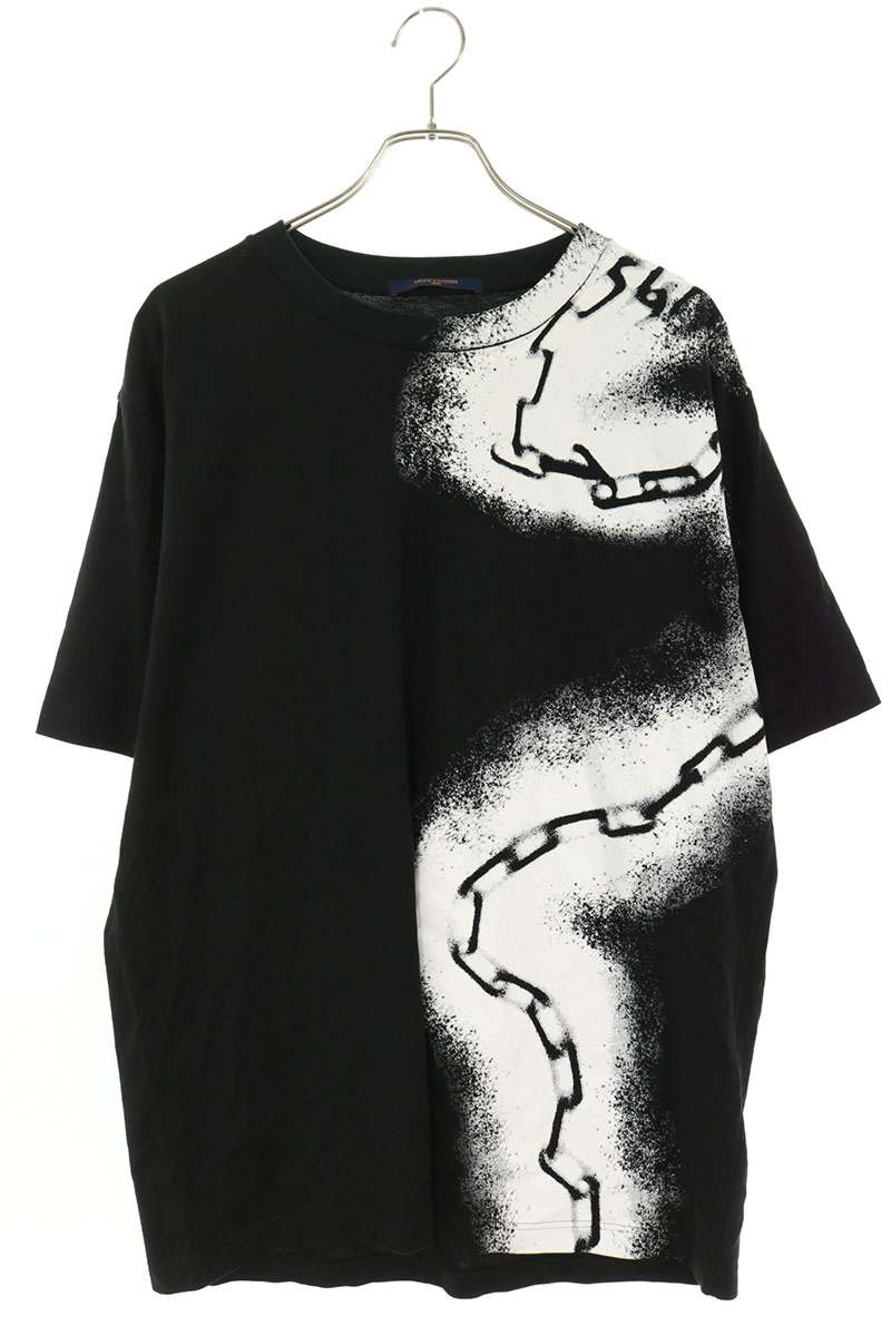 LOUISVUITTON Spray Chain Print T-Shirt Black Size XL