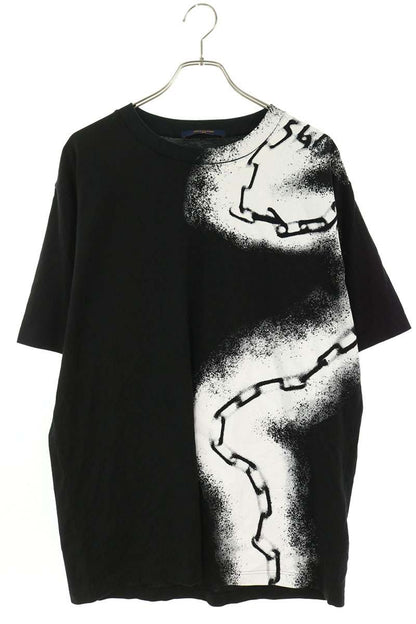 LOUISVUITTON Spray Chain Print T-Shirt Black Size XL