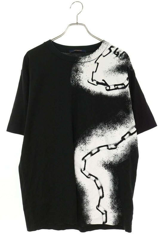 LOUISVUITTON Spray Chain Print T-Shirt Black Size XL