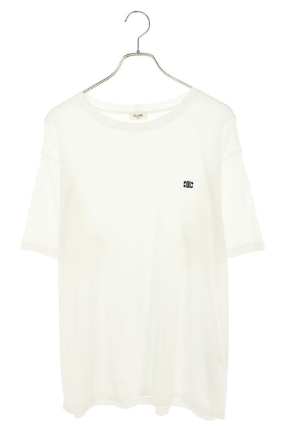 CELINE Triomphe Embroidered Loose Fit T-Shirt White Size L
