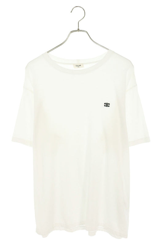 CELINE Triomphe Embroidered Loose Fit T-Shirt White Size L