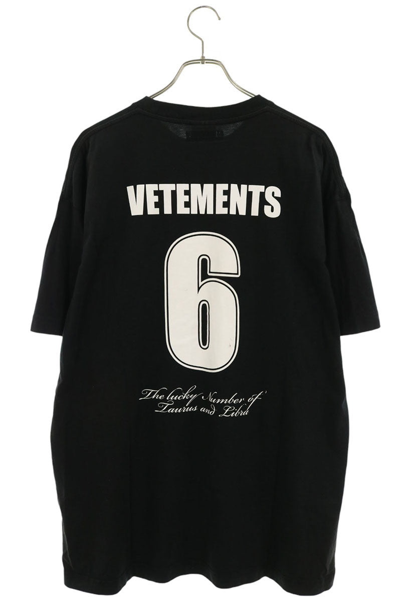 VETEMENTS Planet Number Print Cotton T-Shirt Black Size XS