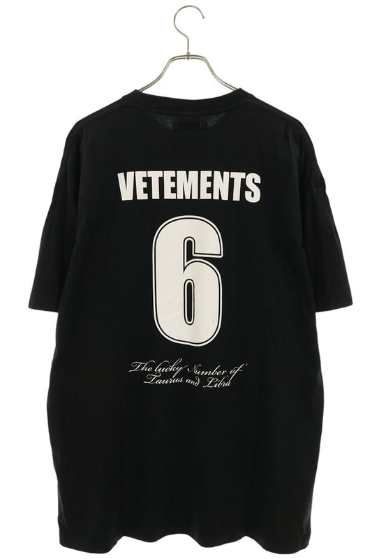 VETEMENTS Planet Number Print Cotton T-Shirt Black Size XS