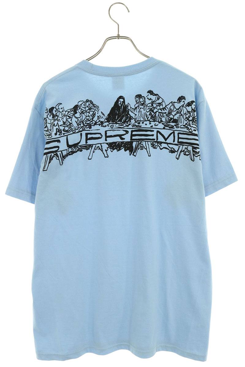 SUPREME "SUPPER TEE" Last Supper Print T-Shirt Blue Size M