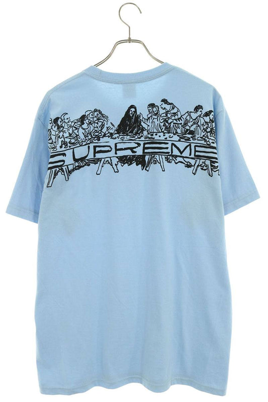 SUPREME "SUPPER TEE" Last Supper Print T-Shirt Blue Size M
