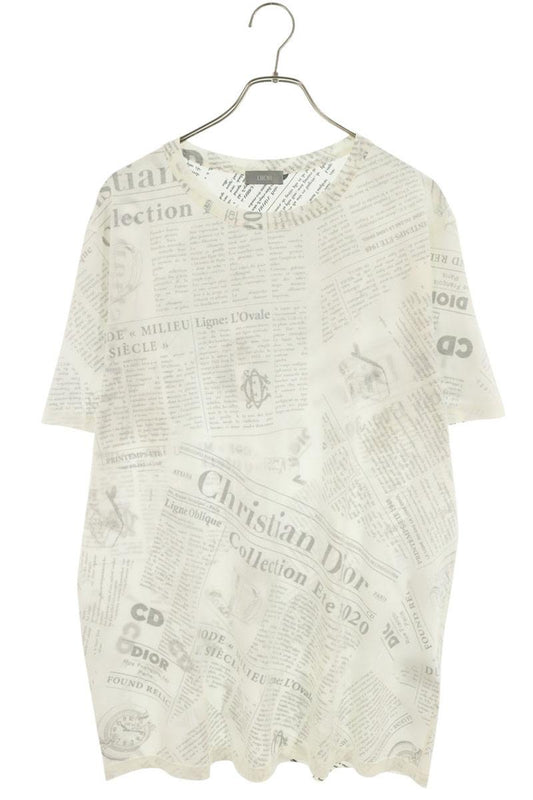DIOR 20SS Newspaper All-Over Print T-Shirt White Size XL