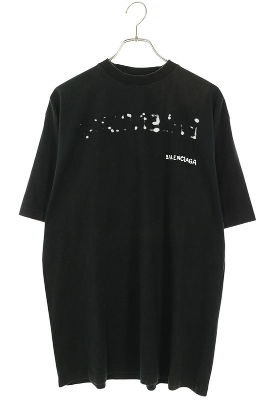 BALENCIAGA Hand Painted Logo T-Shirt Black Size XXS