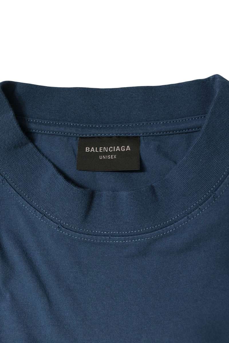 BALENCIAGA BB Logo Cotton T-Shirt Blue Size XS