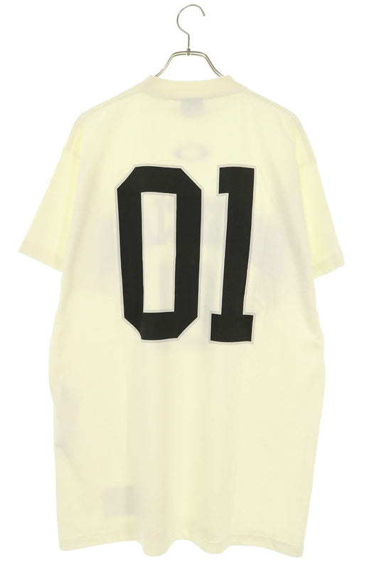 BALENCIAGA Logo Mock Neck Cotton T-Shirt Off-White Size 1